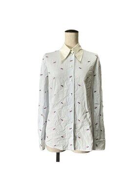 Gucci Striped Shirt Heart Sword Long Sleeve 38 Sky Blue